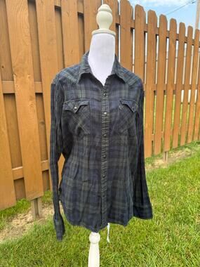 Levi's Flannel Shirt Pearl Snaps Slim Fit Size Medium